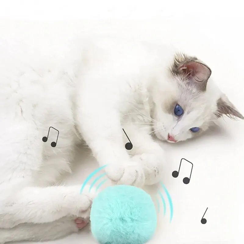 Bola interativa para gatos: brinquedo elétrico de pelúcia, treino com catnip, diversão sonora