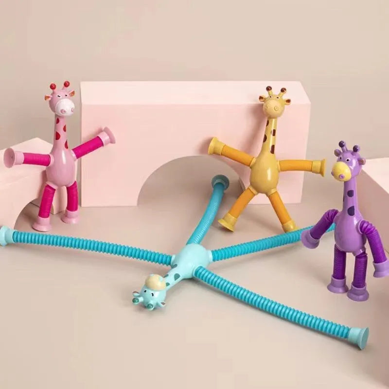 Girafa Mágica: Brinquedo Sensorial Telescópico com Ventosa Anti-Stress e Alívio Kawaii. Irresistível
