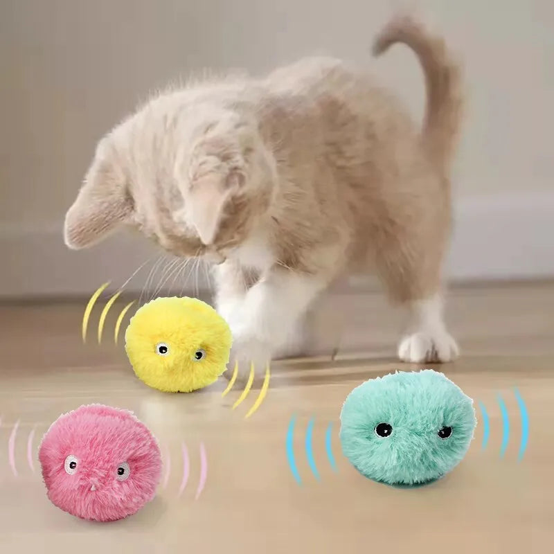 Bola interativa para gatos: brinquedo elétrico de pelúcia, treino com catnip, diversão sonora